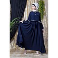 Bohemian frilled abaya- Navy Blue